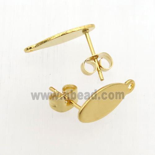 stainless steel studs earring with pad, gold plated