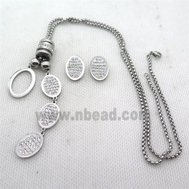 stainless steel necklace and earring, platinum plated