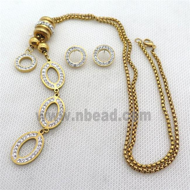 stainless steel necklace and earring, gold plated