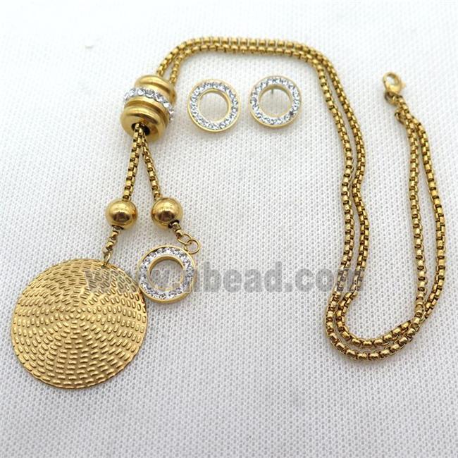 stainless steel necklace and earring, gold plated