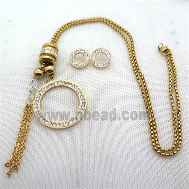 stainless steel necklace and earring, gold plated