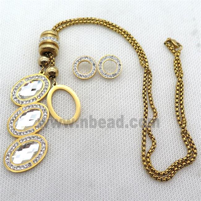 stainless steel necklace and earring, gold plated