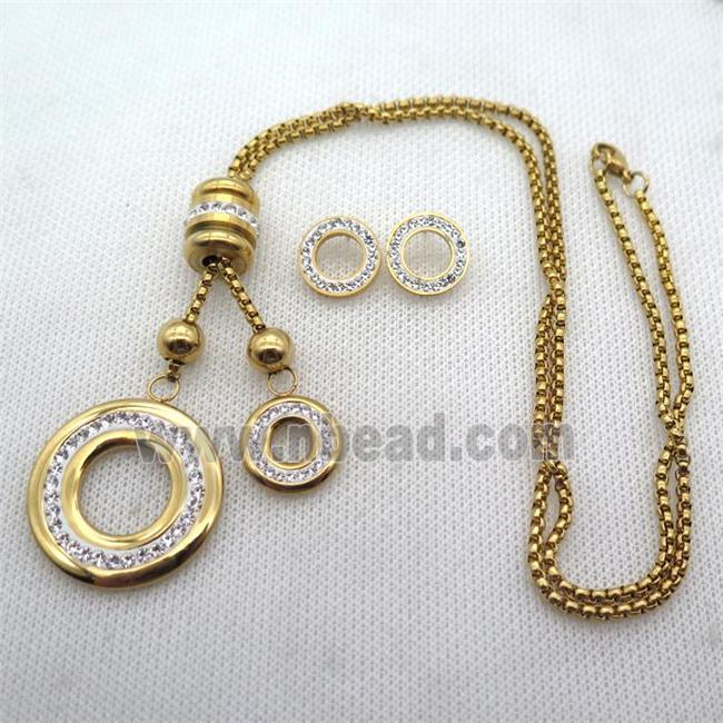 stainless steel necklace and earring, gold plated