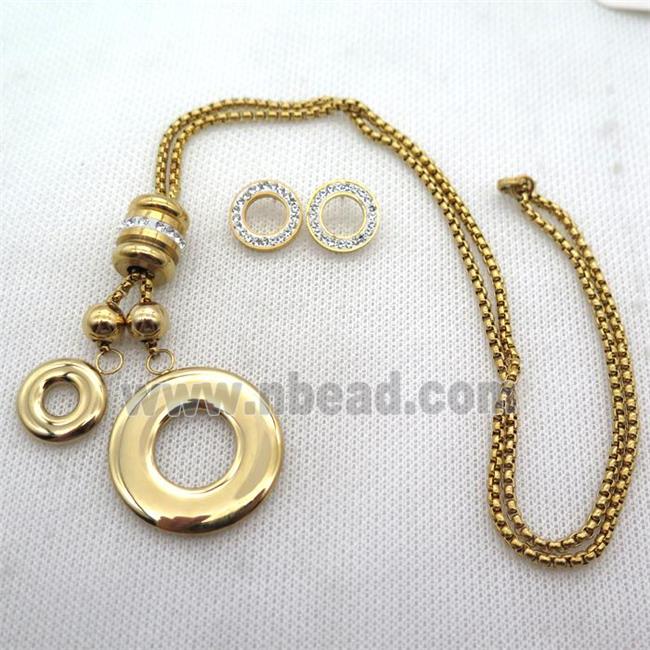 stainless steel necklace and earring, gold plated