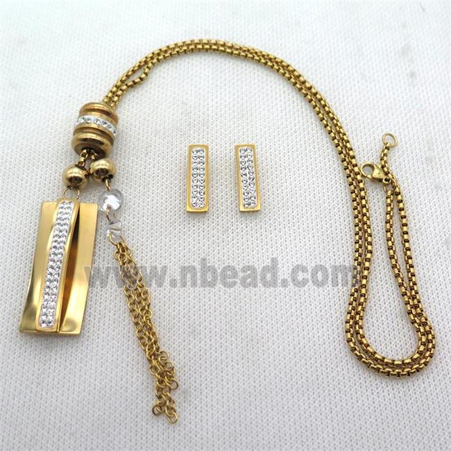 stainless steel necklace and earring, gold plated