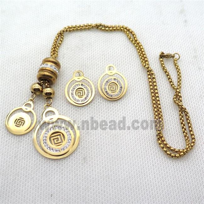 stainless steel necklace and earring, gold plated