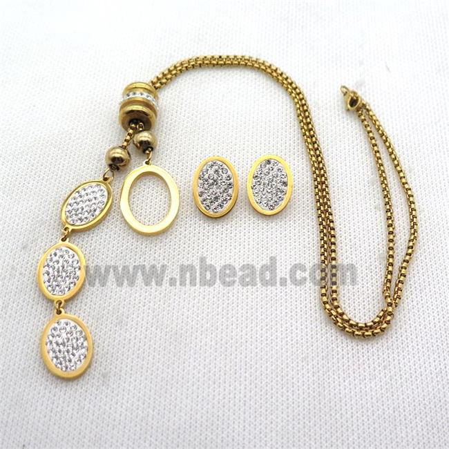 stainless steel necklace and earring, gold plated