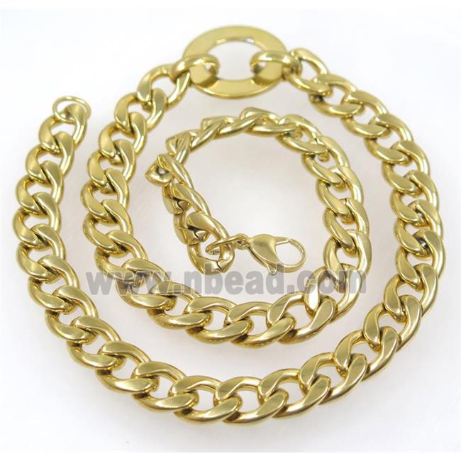 stainless steel necklace, gold plated