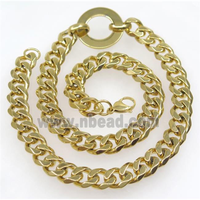 stainless steel necklace, gold plated