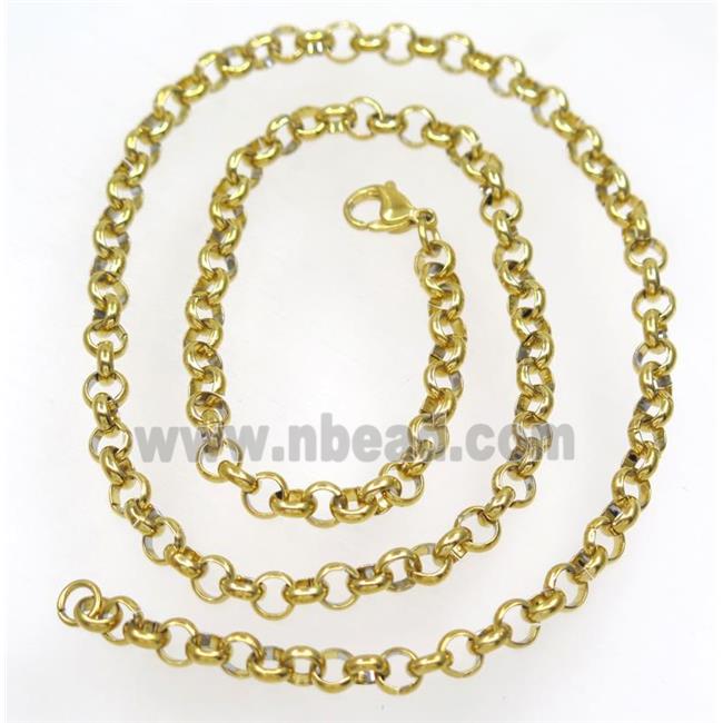 stainless steel necklace, gold plated