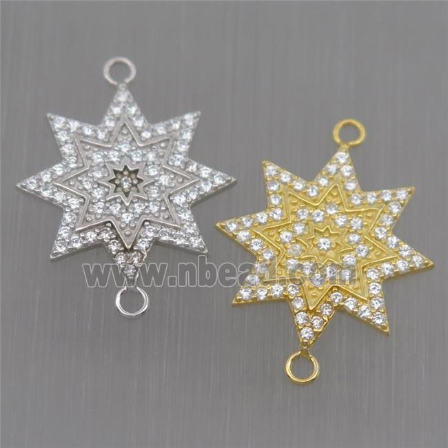 Sterling Silver star connector paved zircon, mixed color