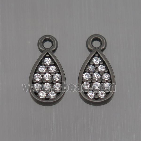 Sterling Silver teardrop pendant paved zircon, black plated