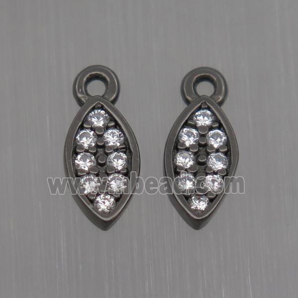 Sterling Silver leaf pendant paved zircon, black plated