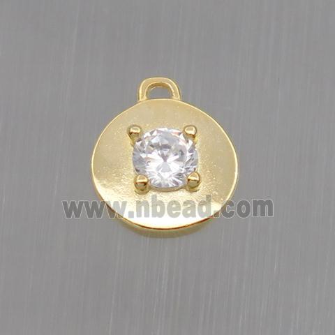 Sterling Silver circle pendant paved zircon, gold plated