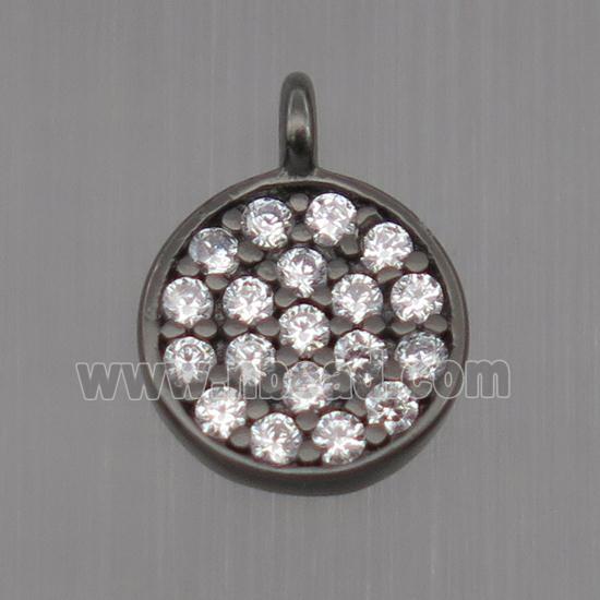 Sterling Silver circle pendant paved zircon, black plated