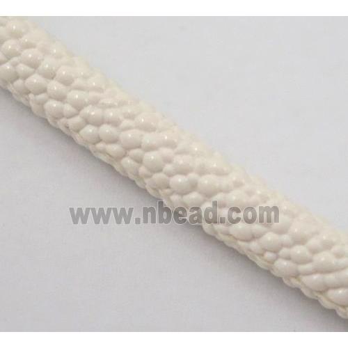 PU leather cord, round, white