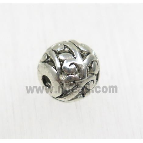 tibetan silver round alloy beads, non-nickel