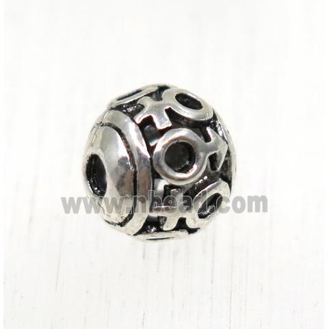 tibetan silver round alloy beads, non-nickel