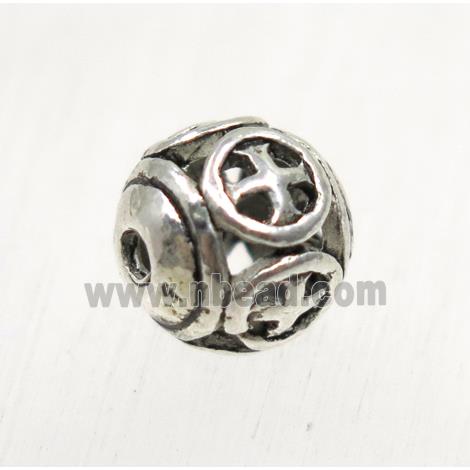 tibetan silver round alloy beads, non-nickel