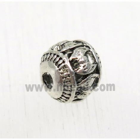 tibetan silver round alloy beads, non-nickel