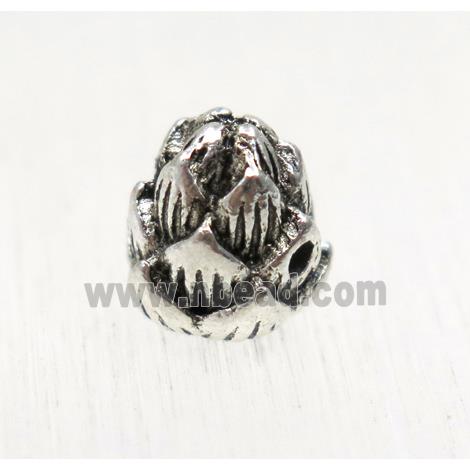 tibetan silver alloy beads, flower, non-nickel