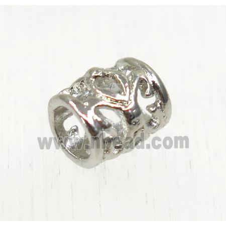 tibetan silver alloy tube beads, non-nickel, silver plated