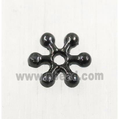 tibetan silver zinc daisy beads, non-nickel, black plated