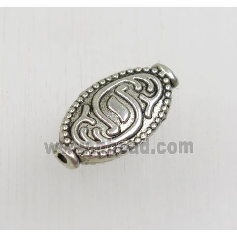 tibetan silver zinc oval beads, non-nickel