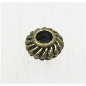 tibetan silver zinc rondelle beads, non-nickel, antique bronze, approx 6.7mm dia, 3mm hole