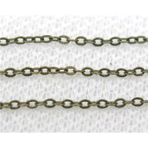 copper chain, flat, antique bronze, approx 2x2.5mm