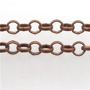 Iron Rolo Chain, antique red, approx 6mm dia