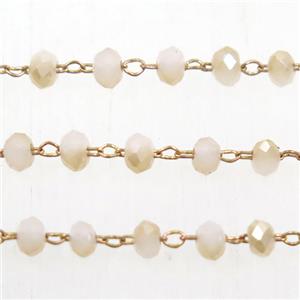 brass chain with Chinese Crystal Glass rondelle beads, approx 2x3mm bead