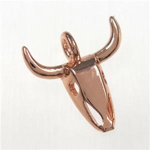 copper bullhead pendants, rose gold, approx 15mm