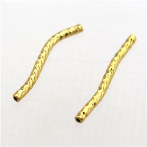 copper bend tube beads, gold plated, approx 1.5x20mm