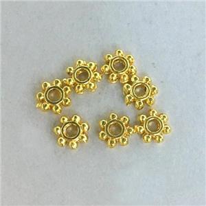 24K gold Alloy daisy spader beads, approx 4mm dia