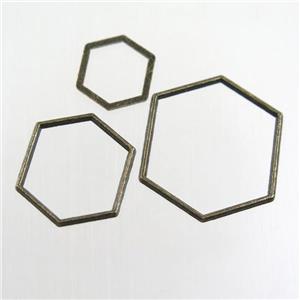 copper linker, hexagon, antique bronze, approx 17-20mm