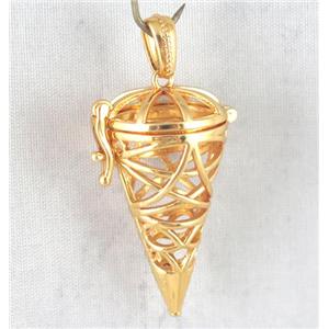 Copper Pendulum Locket Pendant Gold Plated, approx 22x35mm