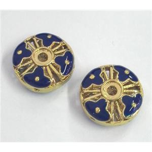 enameling copper spacer bead, flat round, approx 10-14mm