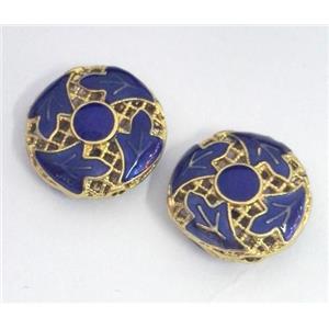 enameling copper spacer bead, flat round, approx 10-14mm