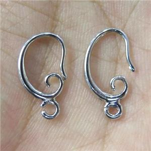 copper earring hook, platinum plated, approx 15-20mm