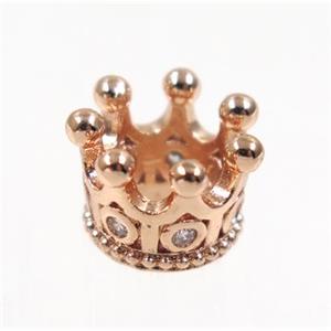 copper bead paved zircon, crown, approx 7x11mm