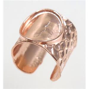 copper ring with cabochon pad, rose gold, approx 20mm, 15mm