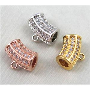 Zircon copper hanger bail, mixed color, approx 6x12mm. 4mm hole