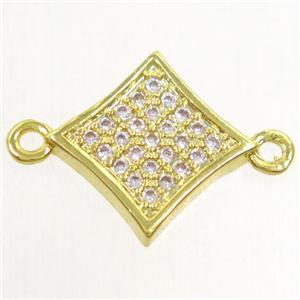 copper star connector paved zircon, gold plated, approx 9-13mm