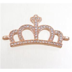 copper crown connector paved zircon, rose gold, approx 17-25mm