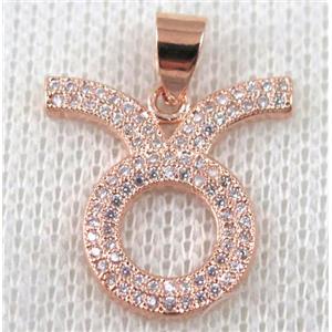 copper pendant pave zircon, rose gold plated, approx 20x20mm