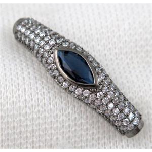 copper bracelet bar pave zircon, black plated, approx 10x40mm