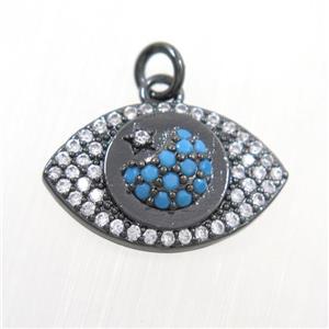 copper eye pendants paved zircon, black plated, approx 12-20mm