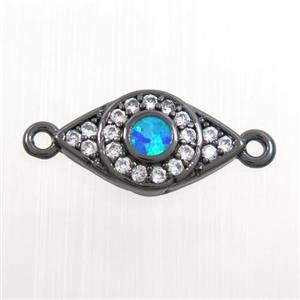 copper eye connector paved zircon with fire opal, black plated, approx 7.5-14mm