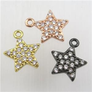 copper star pendant paved zircon, mix color, approx 12mm dia